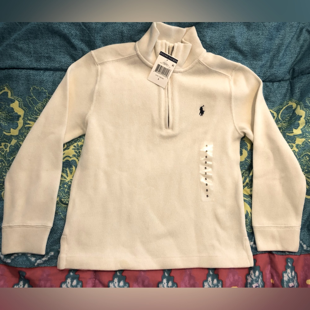 NWT Boys Polo Ralph Lauren Off White Sweater Sz 5